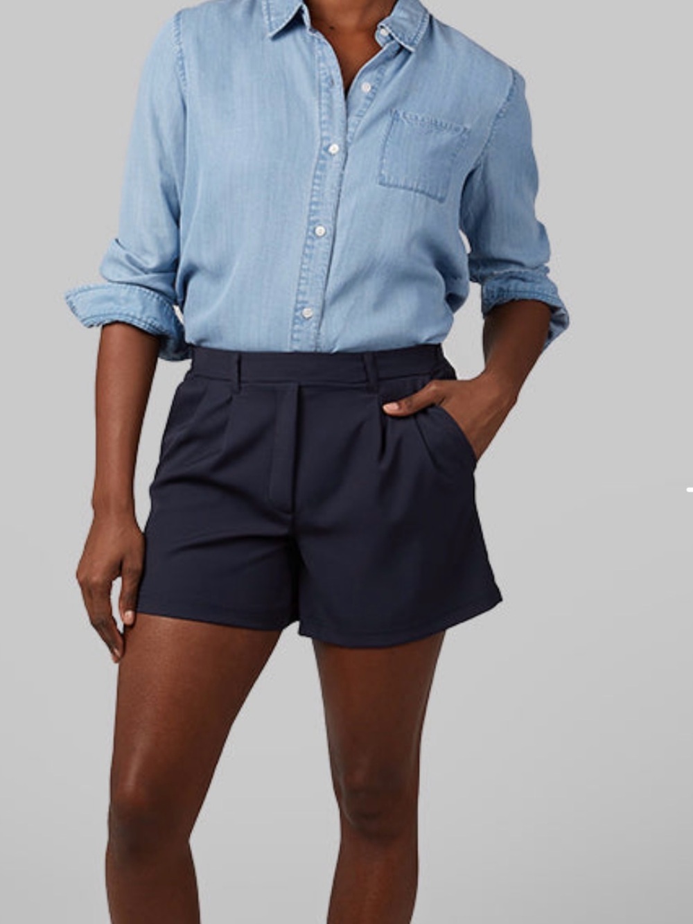 32 Degrees Navy Tailored High-Rise Bermudas